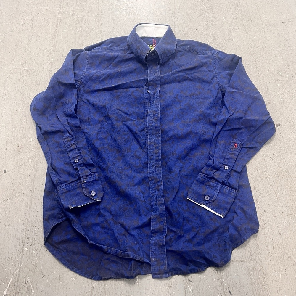 Robert Graham Men's Dark Blue Floral Long Sleeve Button-Down Shirt‎ Size Small